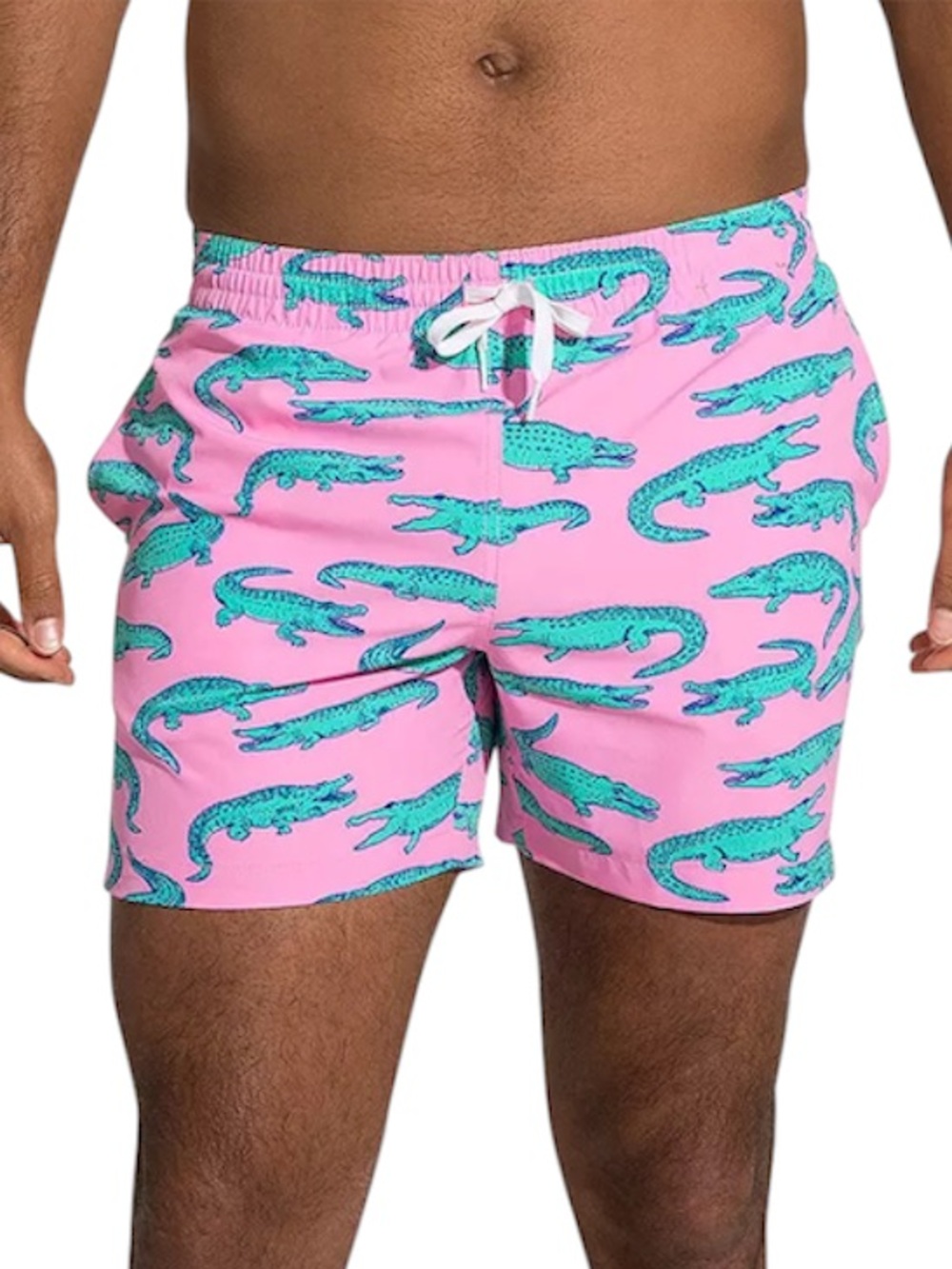 CHUBBIES Men's 5’5” Pink Alligator Print Swim Trunks